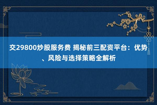 交29800炒股服务费 揭秘前三配资平台：优势、风险与选择策略全解析