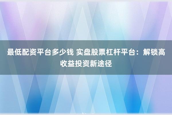 最低配资平台多少钱 实盘股票杠杆平台：解锁高收益投资新途径